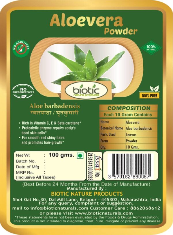 Aloe barbadensis - Herbal Powder for scalp itching and for piles treatment