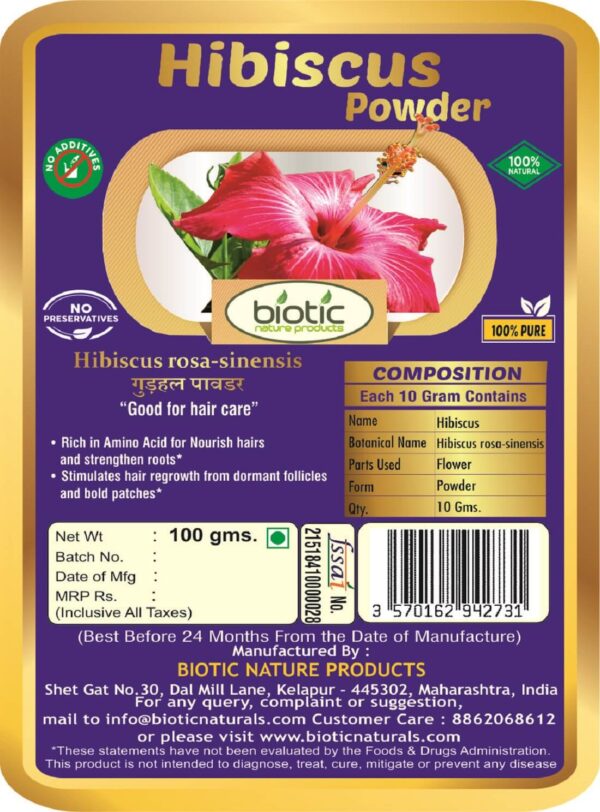 Hibiscus rosa-sinensis Powder - Herbal Powder for Anticancer and for alopacia baldness hair fall